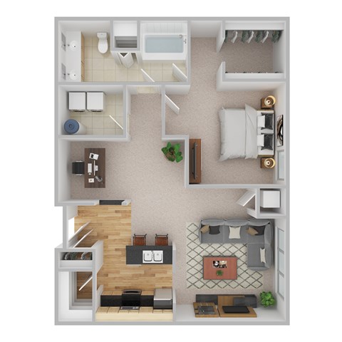 Floor plan for 1 bed, 1 bath, 1094 sqft